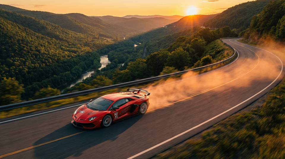 海角视频：红色Aventador SVJ山路激驾